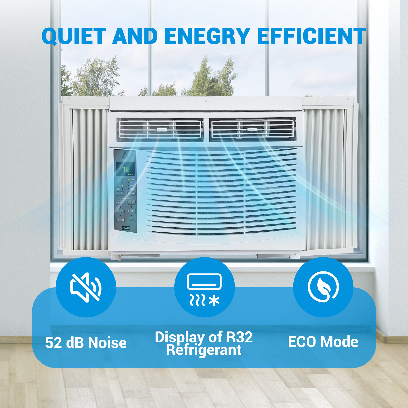 Window Mounted AC 6000 BTU 115V Air Conditioner Remote Control 250 Sq Ft
