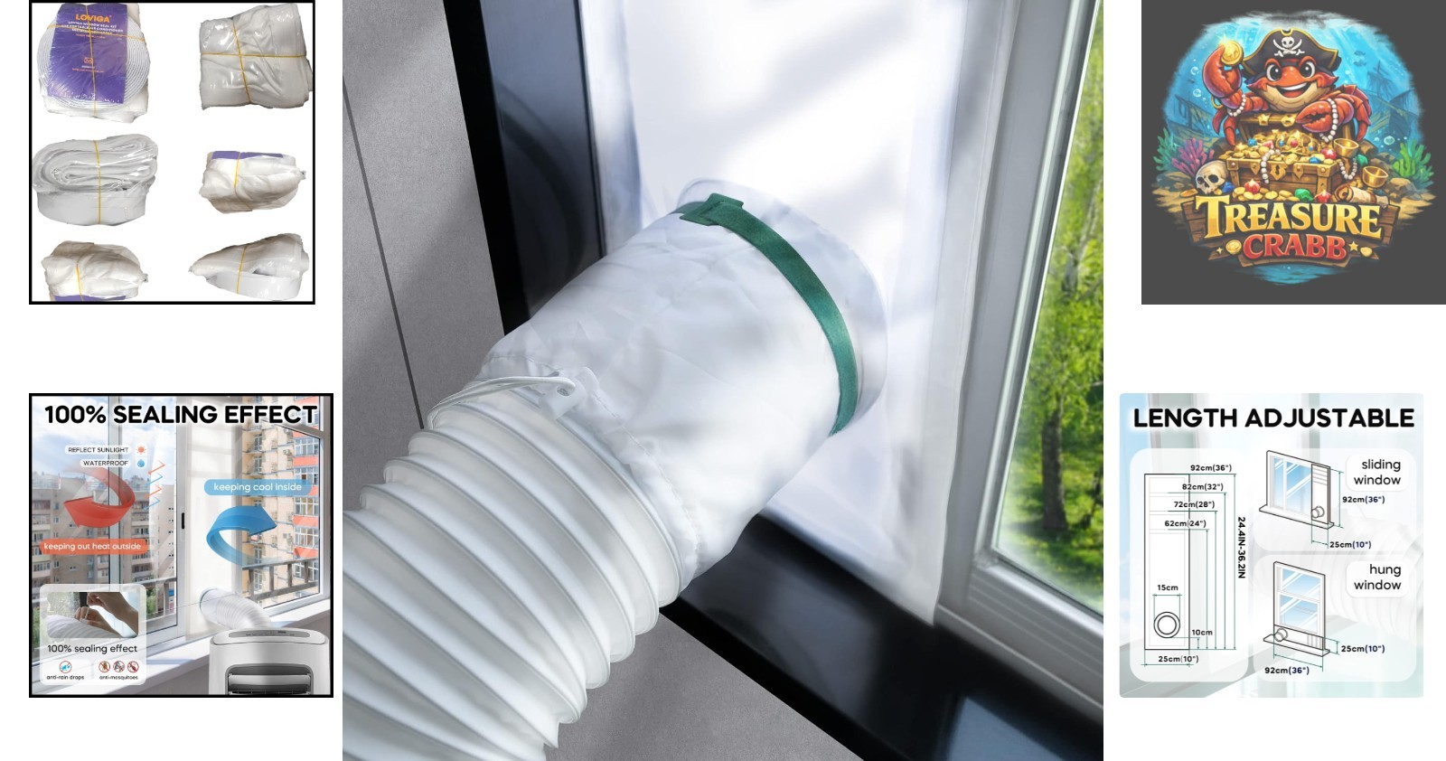 100% Sealing Effect Portable AC Window Seal Kit – Adjustable 10×24~36 Inch