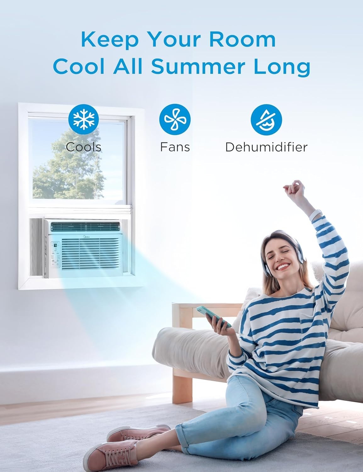 6,000 BTU Window Air Conditioner, 3-in-1 Cool/Fan/Dehumidifier Window AC Unit…