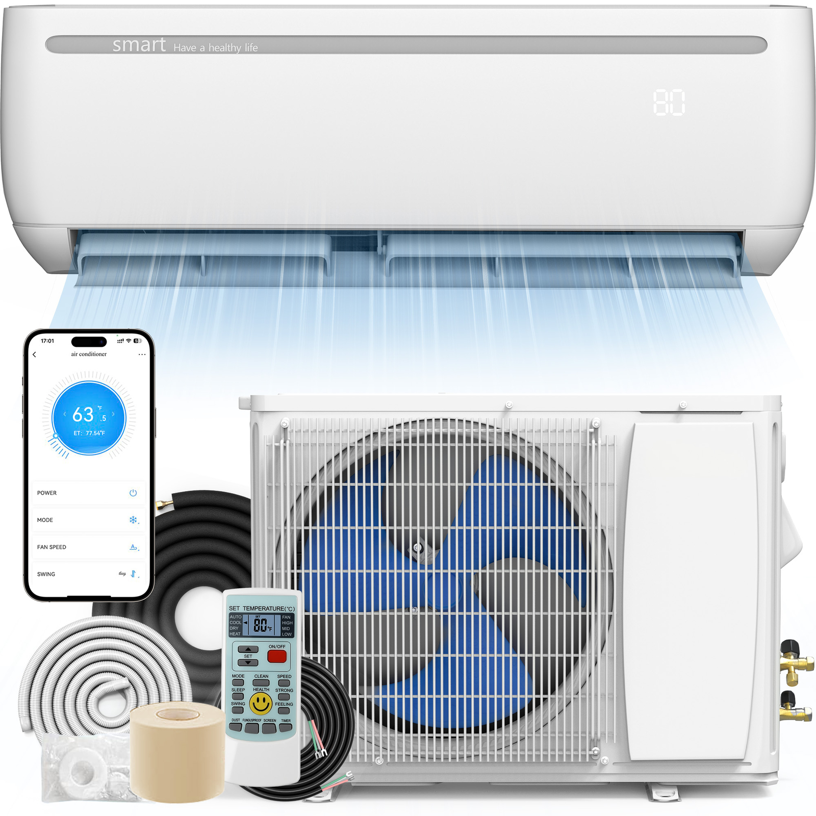 Brezelge 24000 BTU Mini Split Air Conditioner Pump System 220V Up to 1500 Sq. Ft