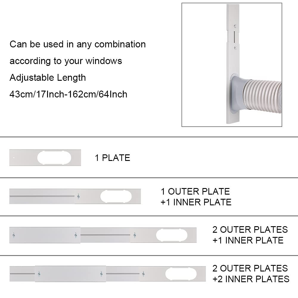 Universal Portable Air Conditioner Window Vent Kit, 5.9″ Diameter, 59″ Exhaust H