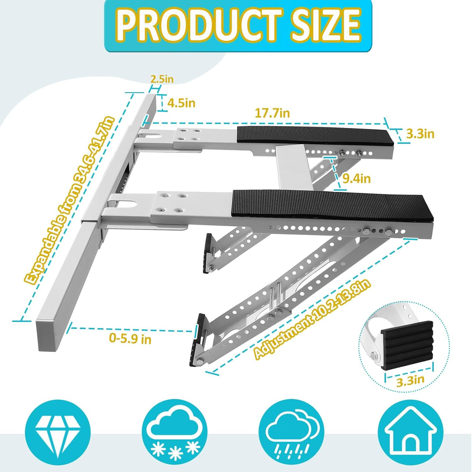 Heavy-Duty Adjustable No-Drill AC Bracket for 5000-24000 BTU Units