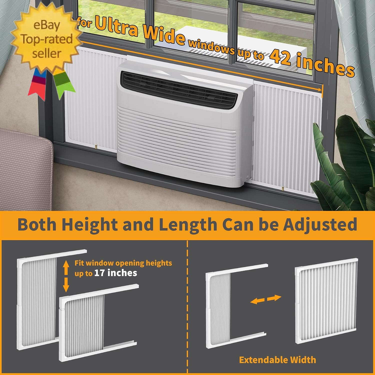 Adjustable Window Air Conditioner Side Panels and Frame Set,Extra Wide Window AC