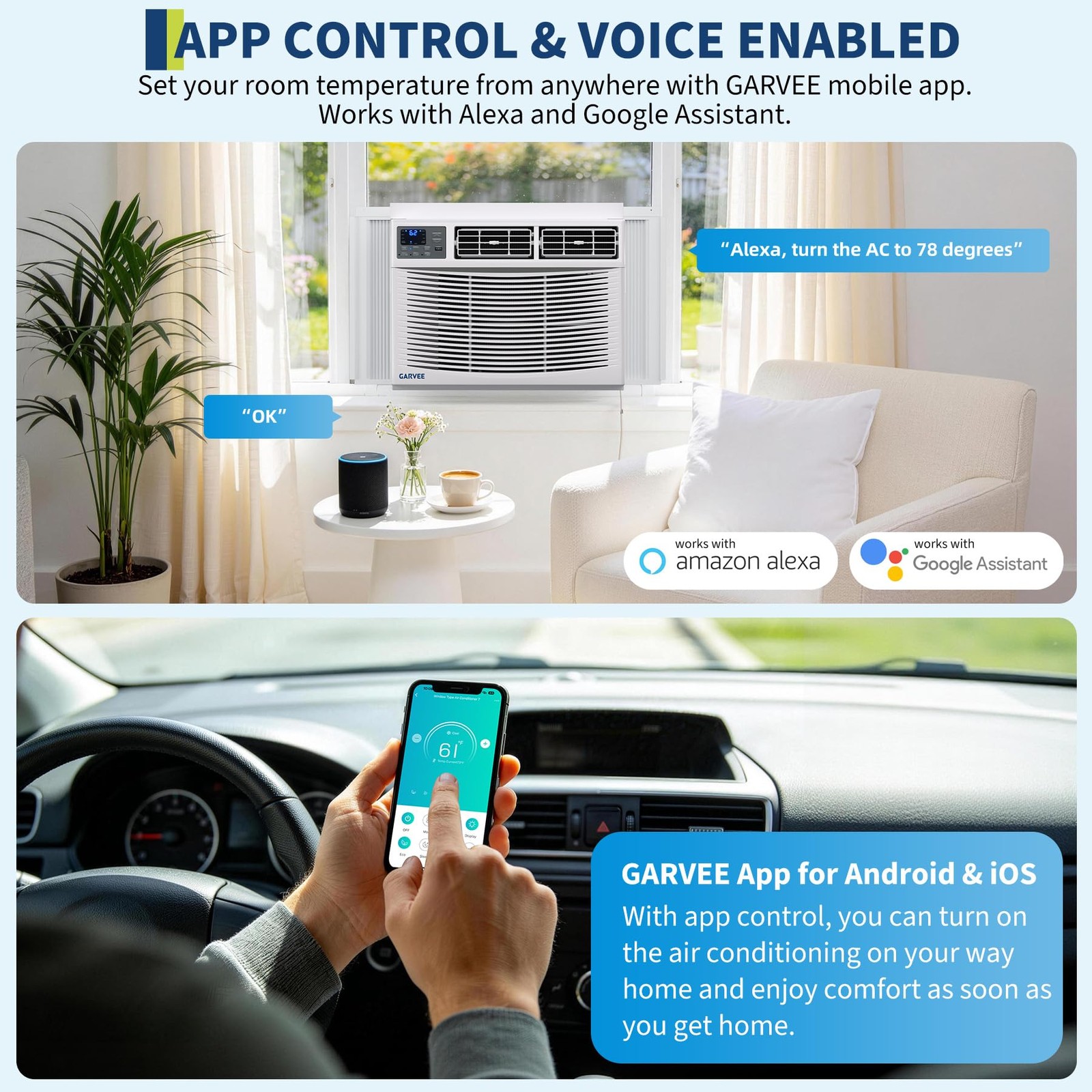 8000 BTU Window Air Conditioner & Heat WiFi APP Energy-Saving Window AC Unit Kit