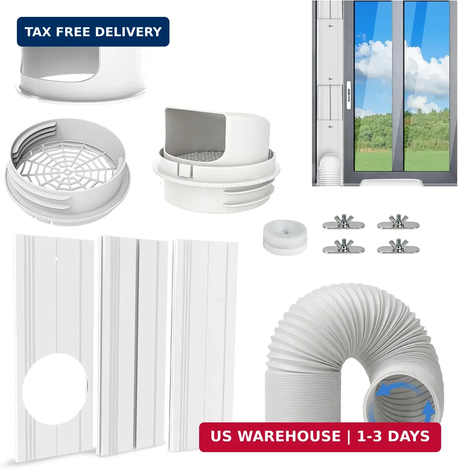 Portable Air Conditioner Window Seal Kit with 5.9″ Counter-Clockwise Threaded Ex