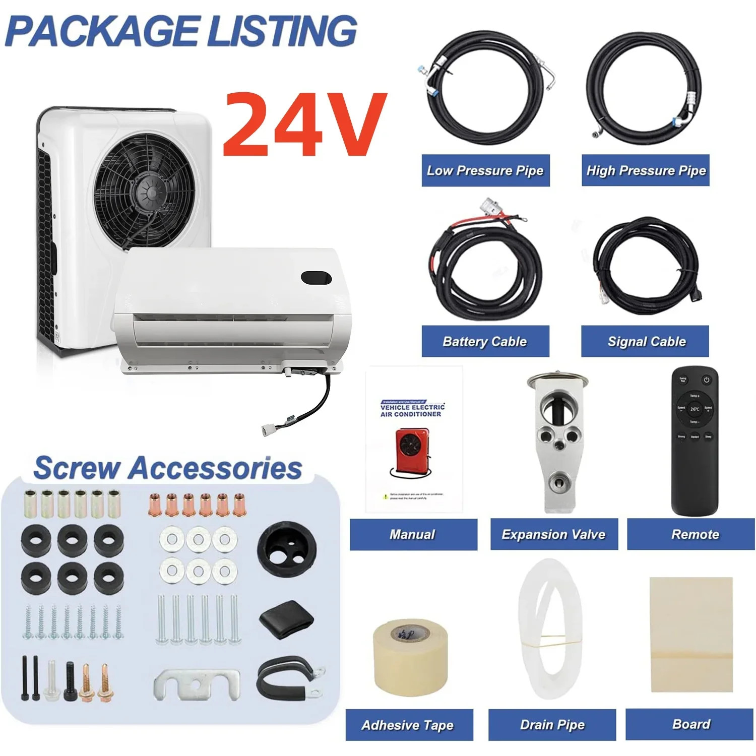 12V/24V Split Air Conditioner for Truck Van RV Camper Low Noise Fast Cooling Ele