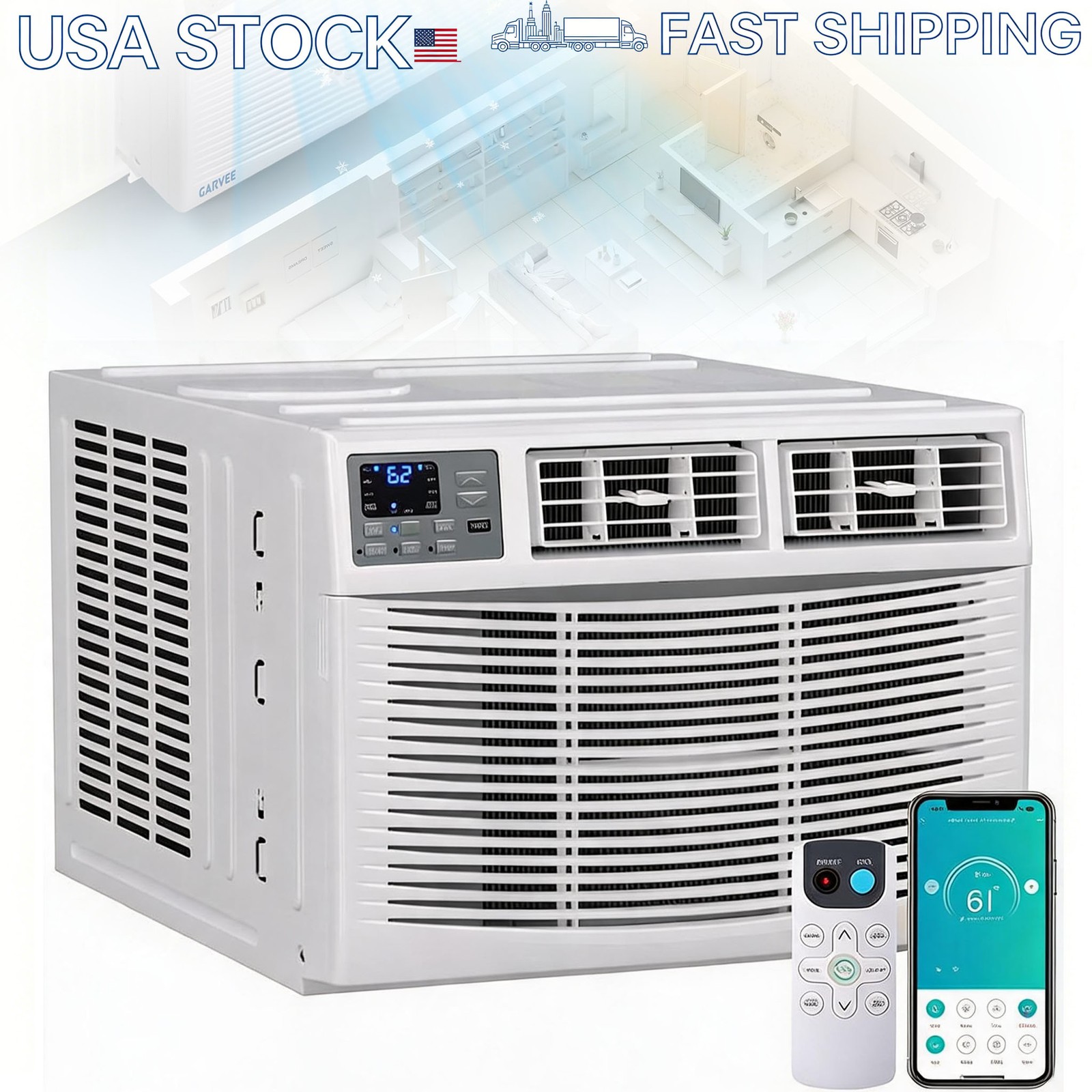 8000 BTU Window Air Conditioner 115V w/ Heat Window AC WIFI Remote App Control