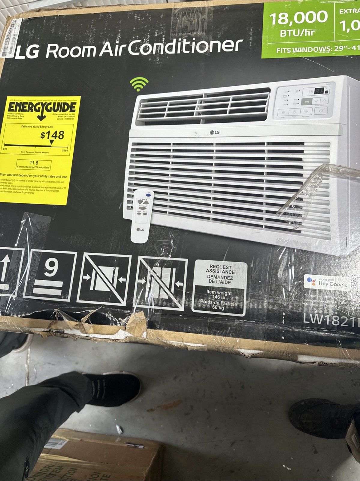LG 18,000 BTU Smart Wi-Fi Enabled Window AC (LW1821ERSM)