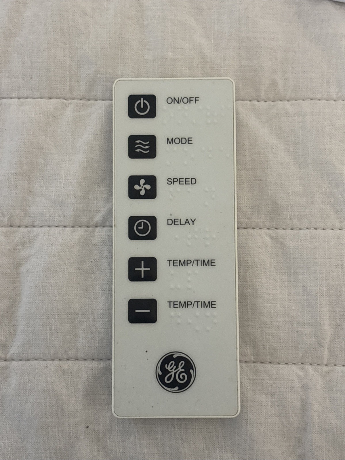 GE Window Air Conditioner Remote Control White Braille