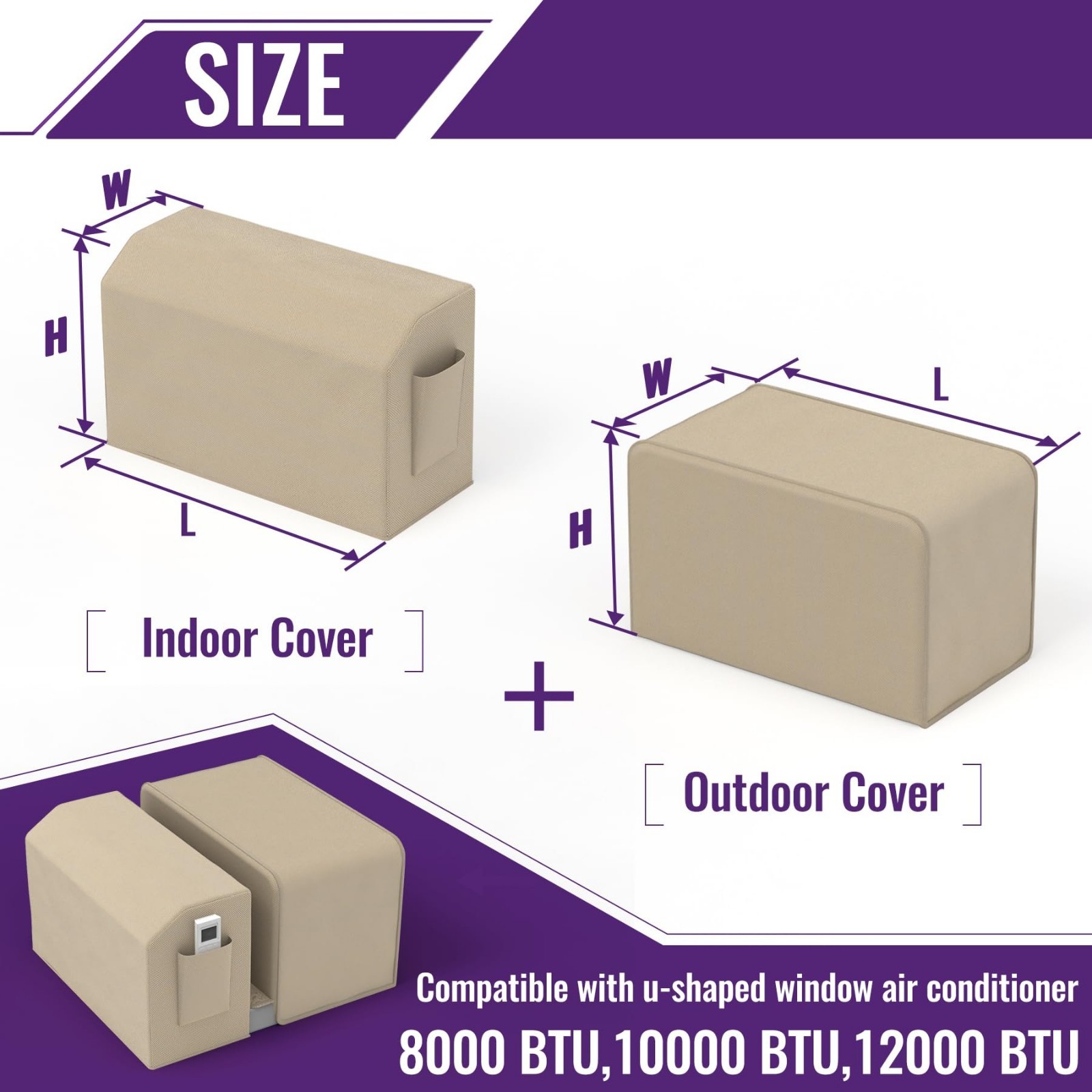 Universal Window Air Conditioner Cover Kit for U-Shaped ACs – Indoor/Outdoor, Fi