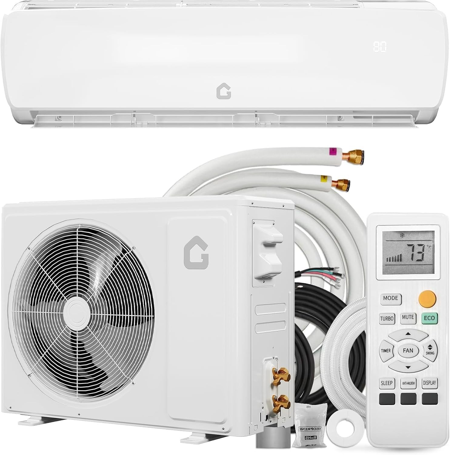 18000 BTU 19 SEER2 Ductless Mini Split Wall-Mounted Air Conditioner & Heater