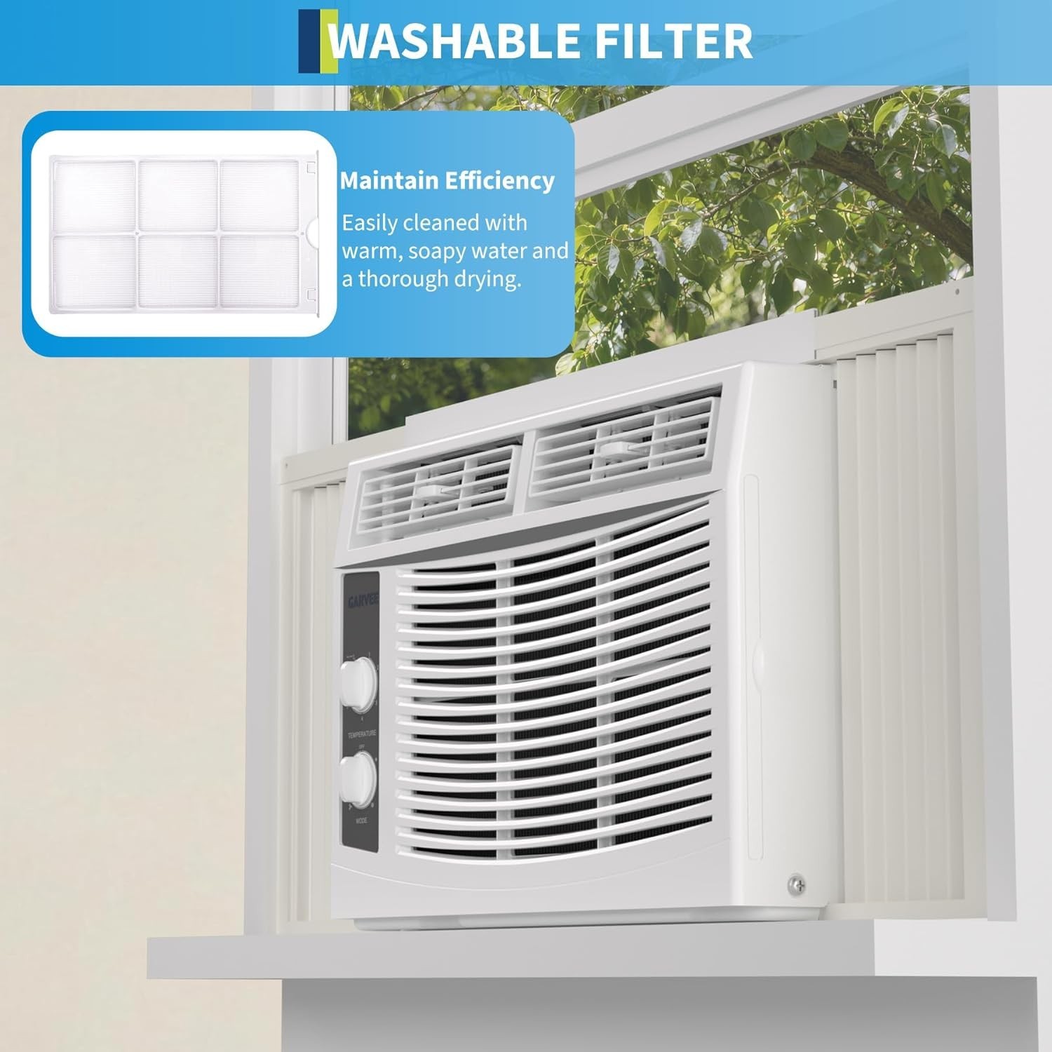 5000 BTU Window Air Conditioner, Small Window AC Unit with Fan Function, Reus…