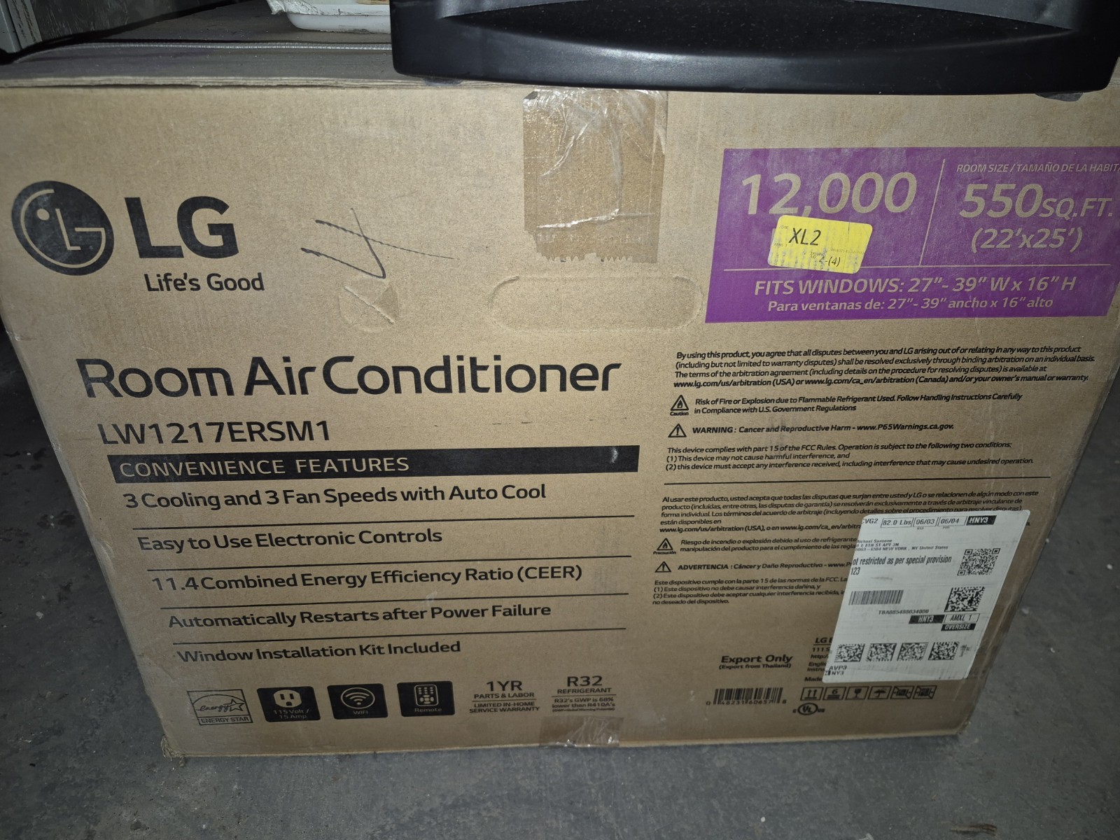 lg ac lw1217ersm1 12,000 btu .