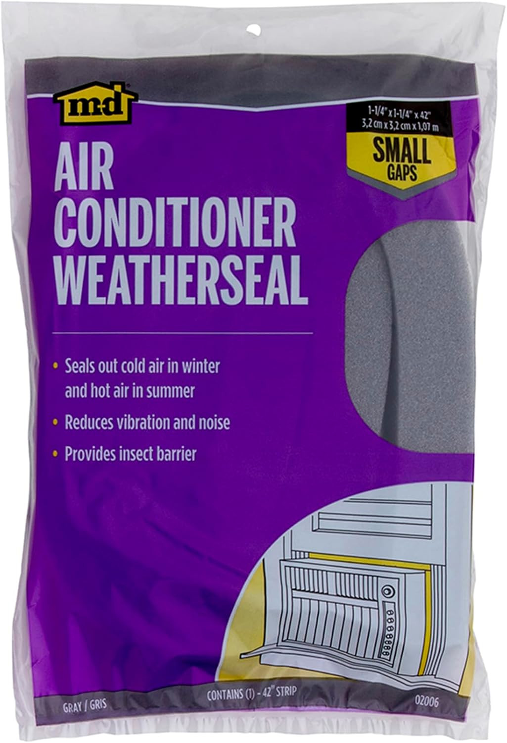 02006 1-1/4 In. X 42 In. Gray Air Conditioner Weatherseal for Window Units