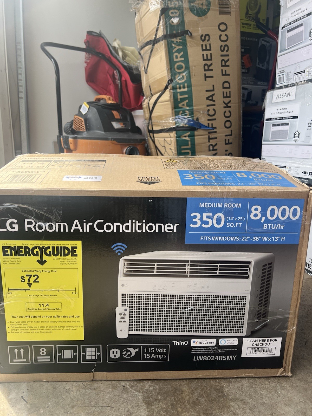 LG 8,000 BTU Window Air Conditioner White Wi-Fi Remote Control 350 sq ft
