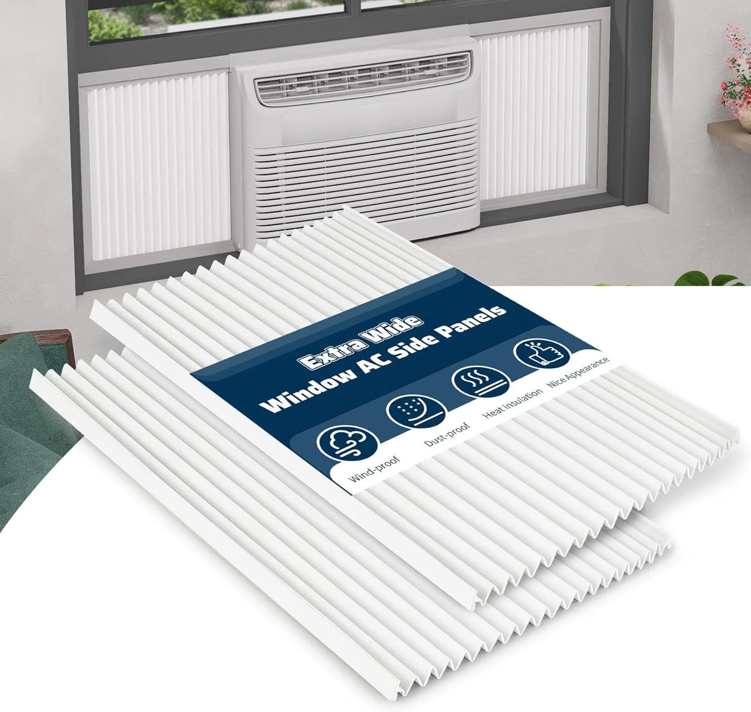 Adjustable Window Air Conditioner Side Panels and Frame Set,Extra Wide Window AC