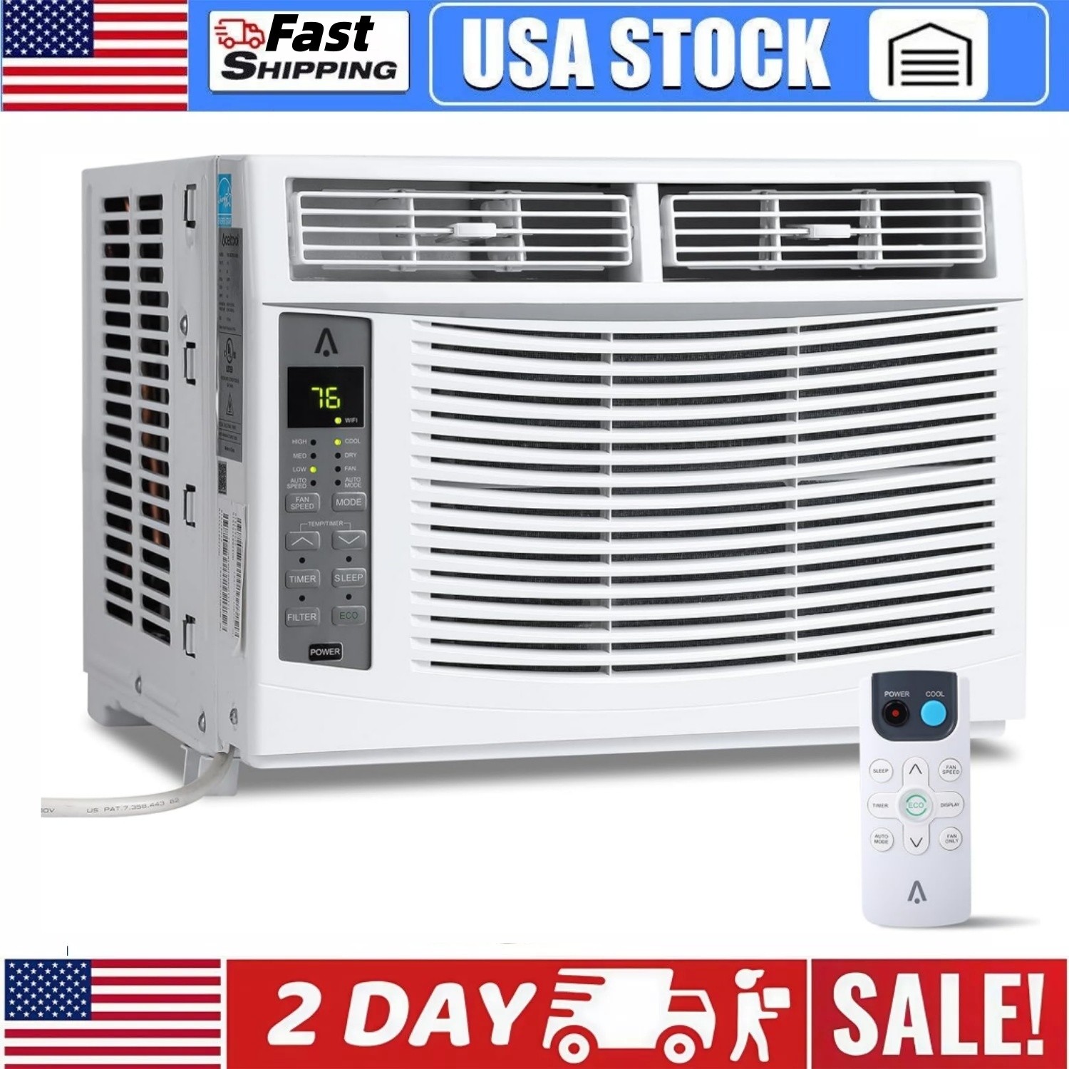 6000 BTU Window Air Conditioner for Rooms Up to 350 Sq Ft Quiet Operation 115V