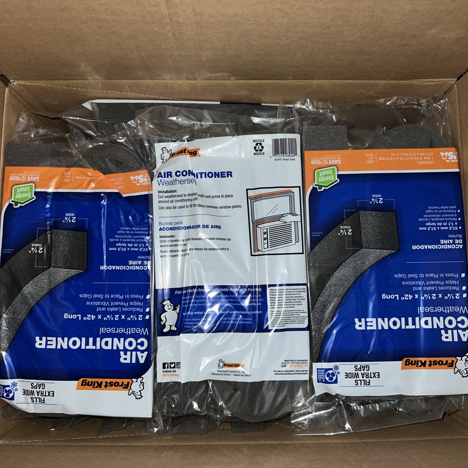 Window Air Conditioner Weatherseal Foam Gray , 42″ x 2.25″ – 3.5ft BOX OF 14 pcs