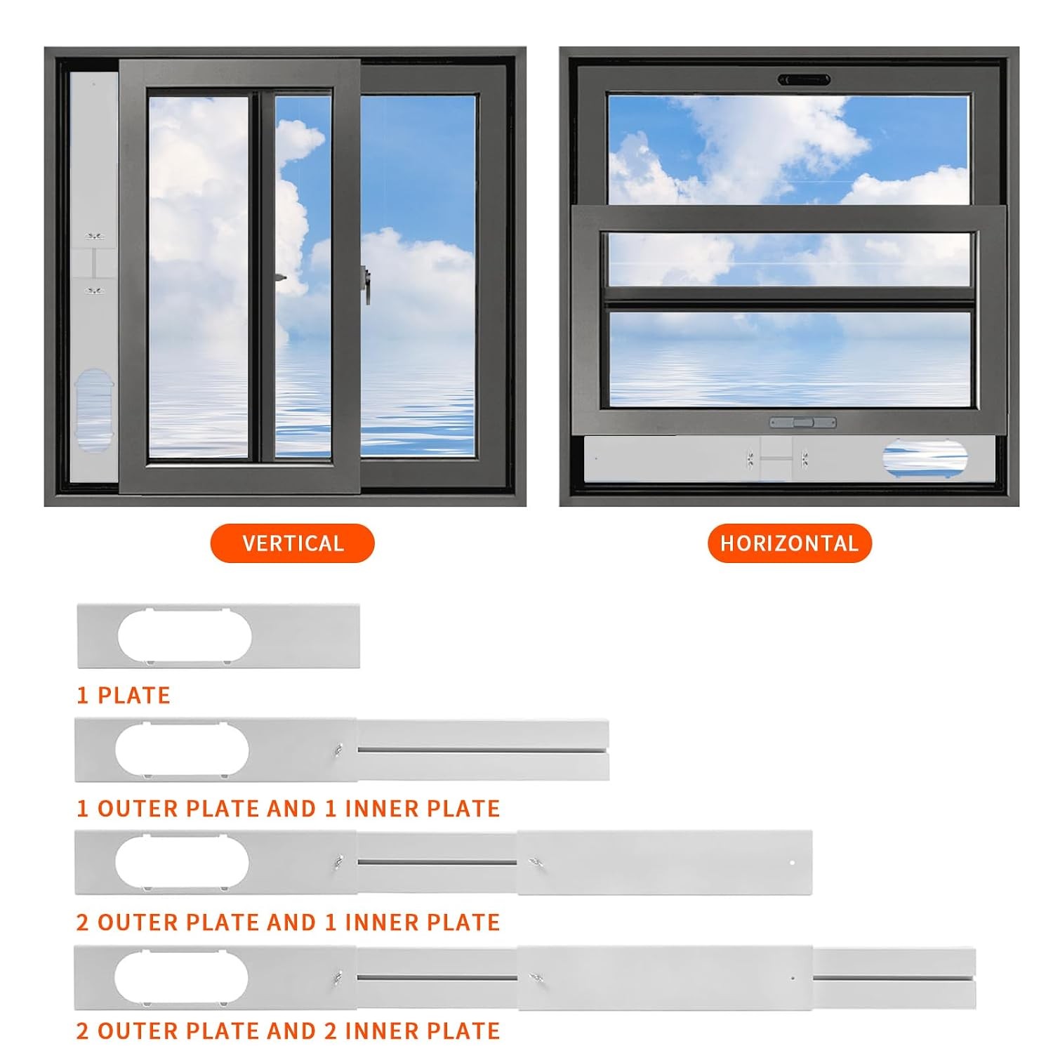 Portable AC Window Kit 59″ Hose 5.9″ Dia AC Window Seal Adjustable AC Vent Kit