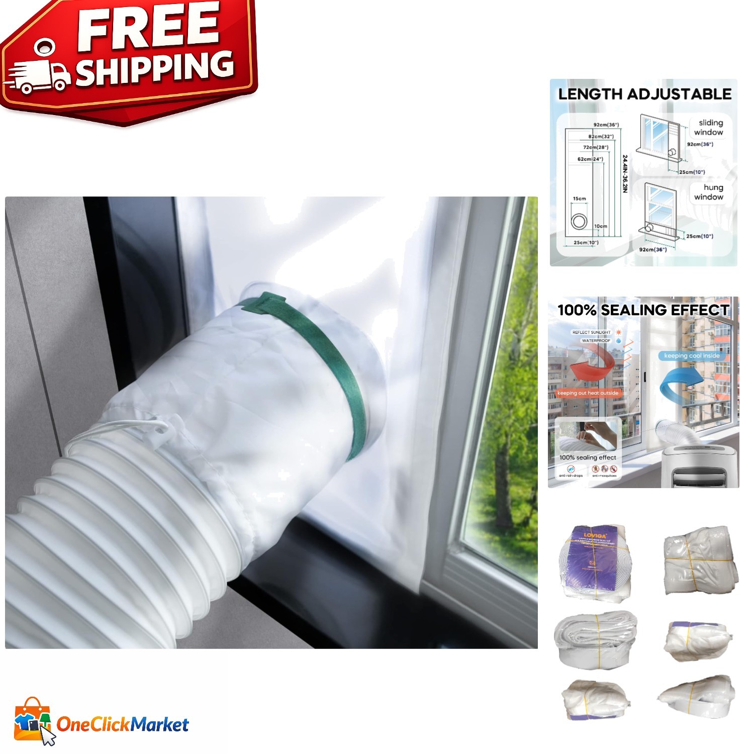 Portable AC Window Seal Kit – 10×24~36 Inch Adjustable Vent for Optimal Cooling