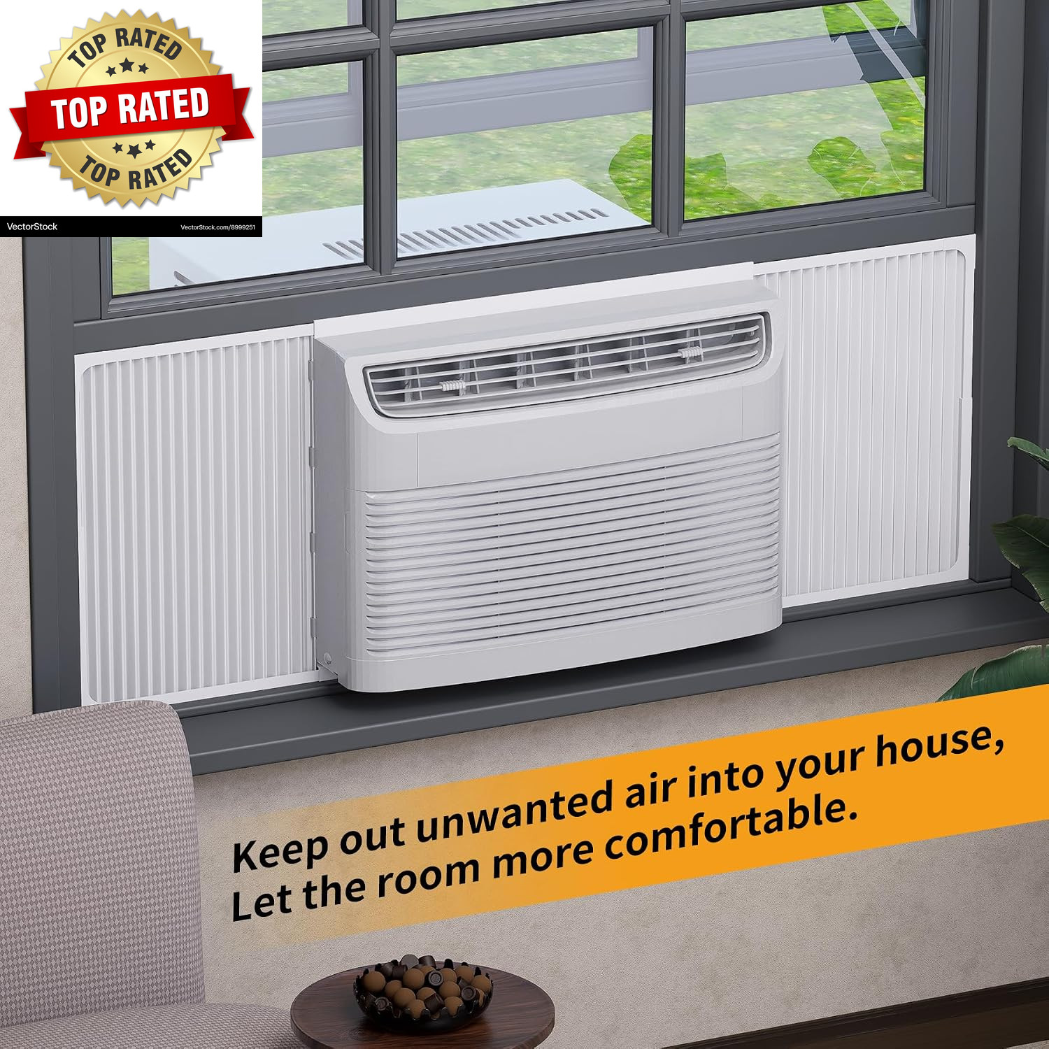 Adjustable Window Air Conditioner Side Panels and Frame Set,Extra Wide Window AC