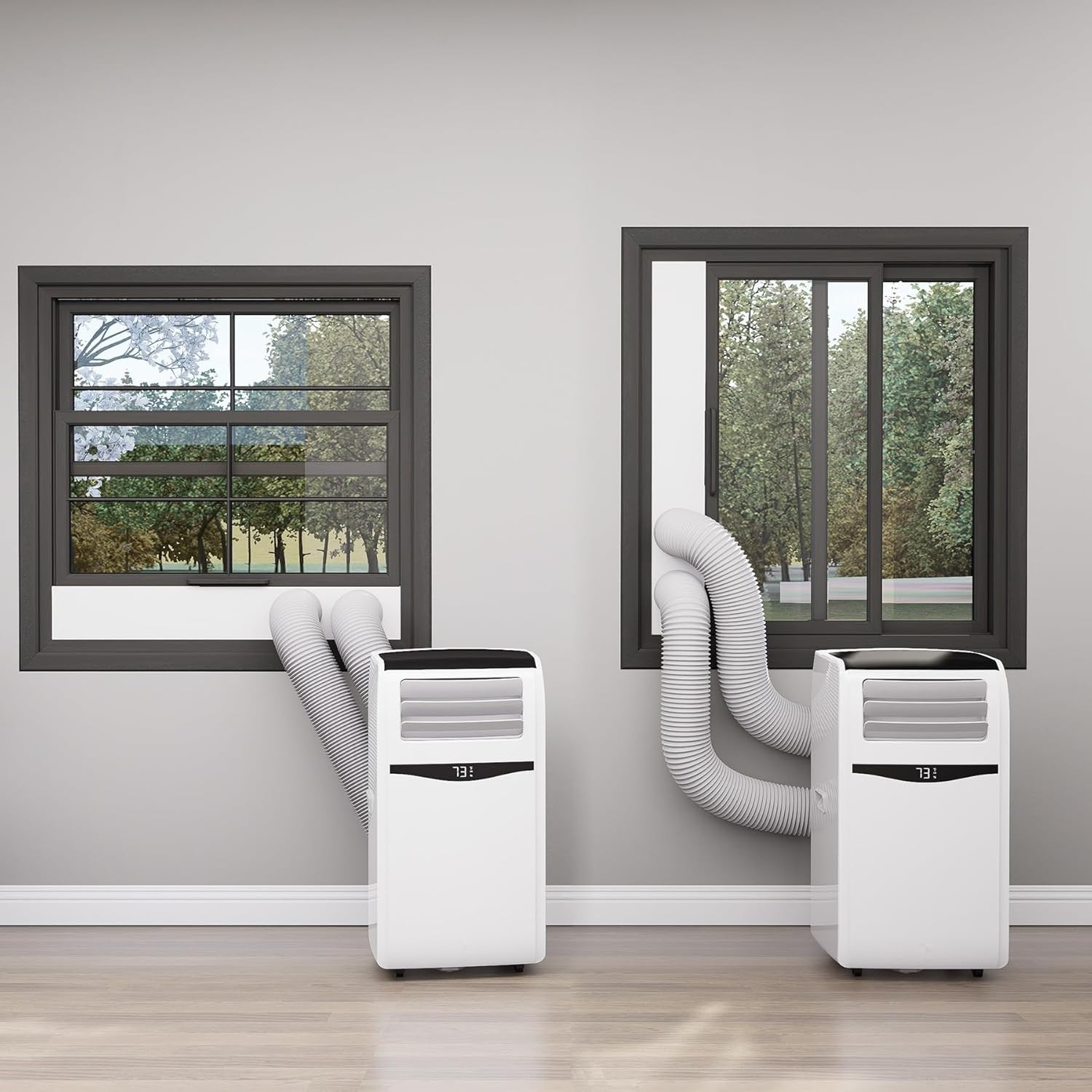 Dual Hose Portable Air Conditioner Window Kit 5″ Diameter Portable AC Window