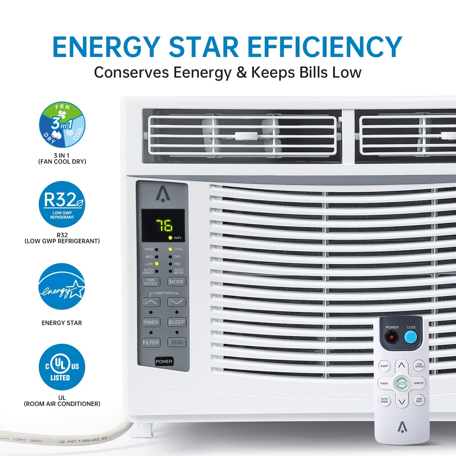 Aires Acondicionados Para Cuarto De Ventana 5000 BTU Digital Con Control Remoto