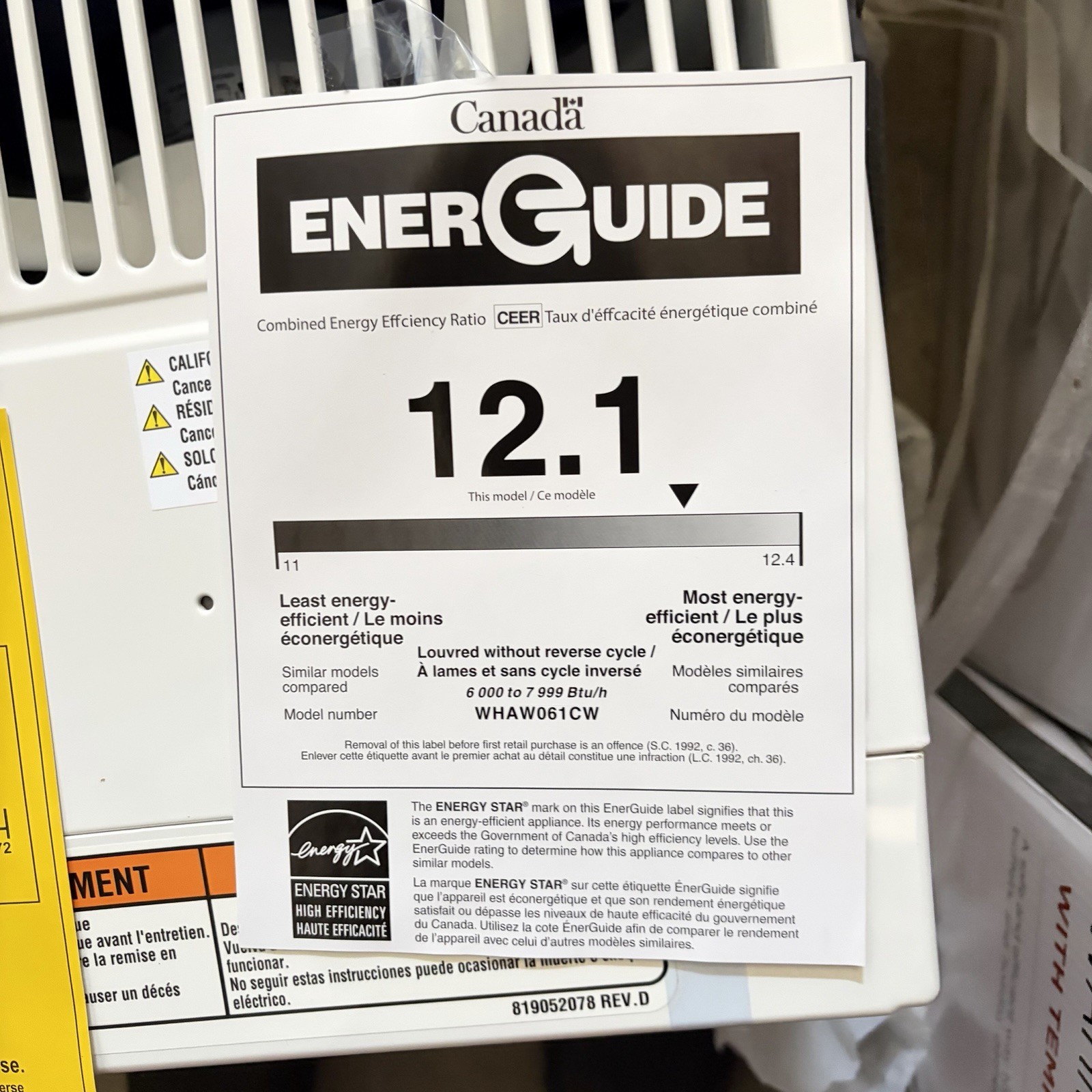 Whirlpool WHAW061CW 6000 BTU Window Air Conditioner White Energy Star A+
