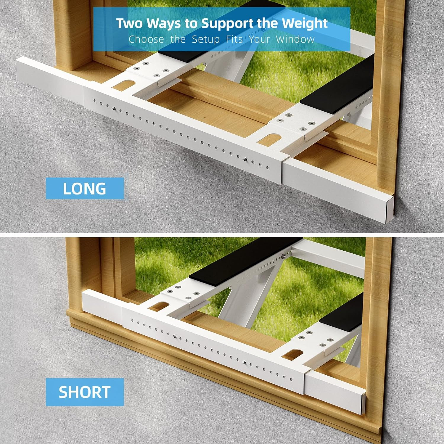 Window AC Support Bracket, No-Drill No-Tool Air Conditioner Support Bracket Adju