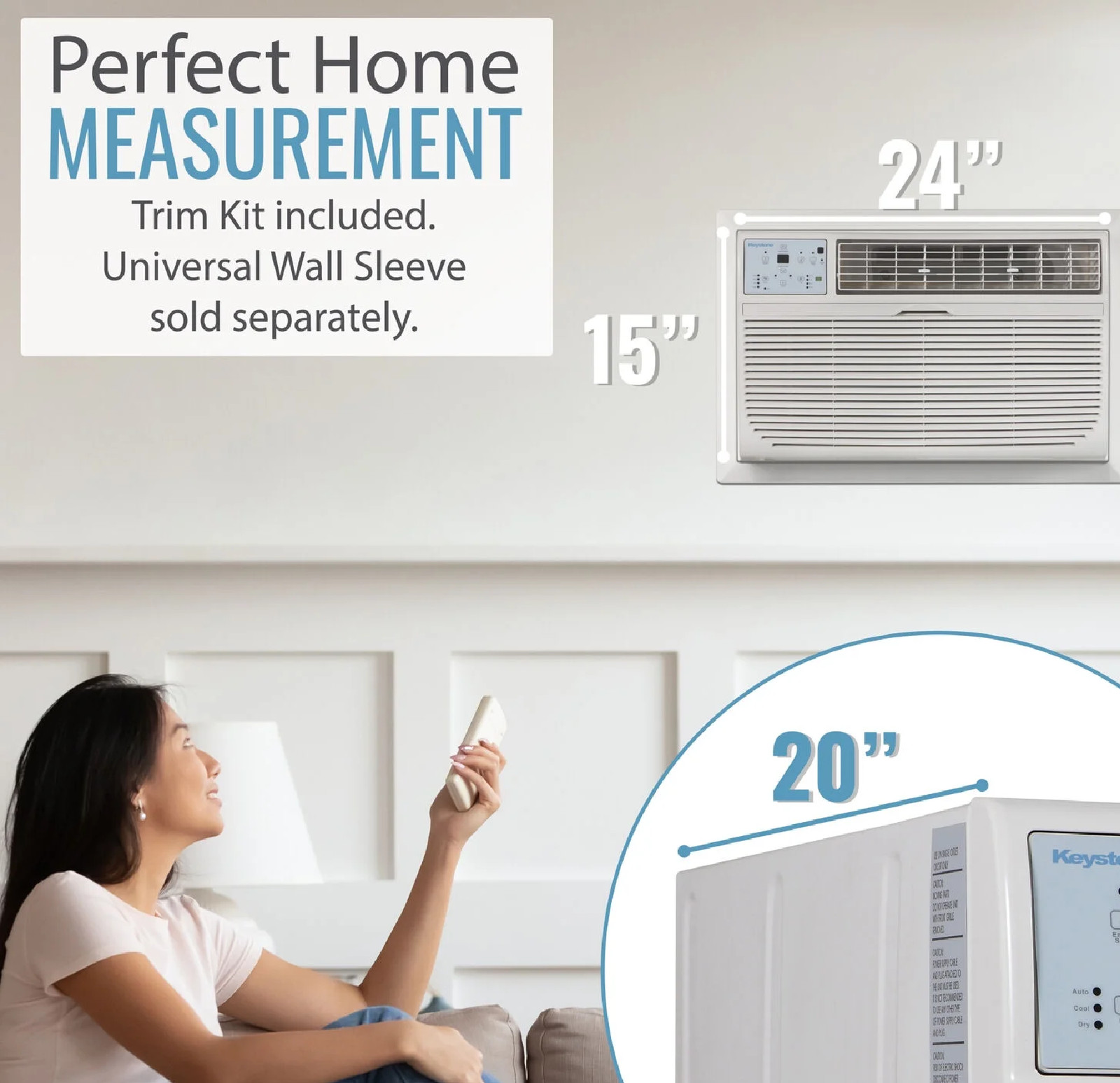 Keystone KSTAT14-2HD 14,000 BTU Through the Wall Heat/Cool, R32