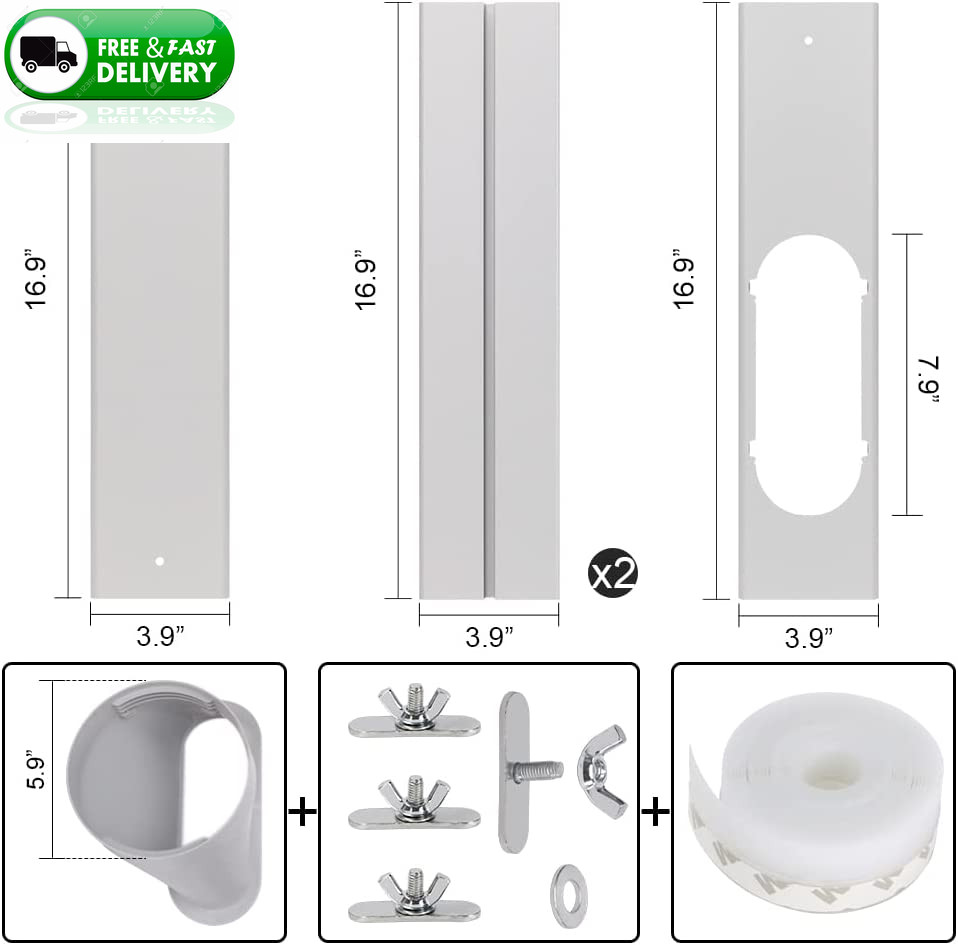 Portable AC Window Vent Kit with 5.9” Exhaust Hose Universal Window Seal Kit