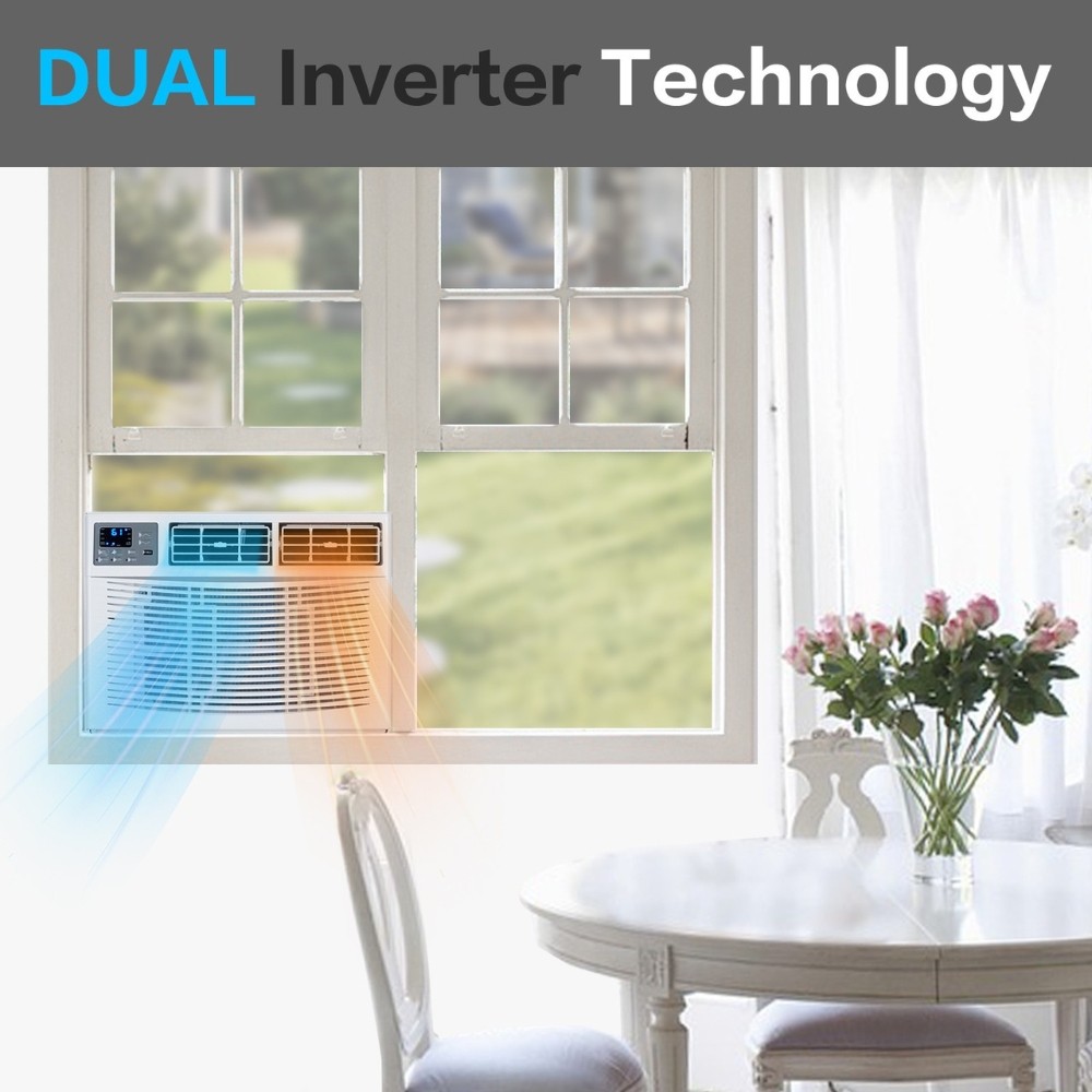 8000 BTU Window Air Conditioner with 4000 BTU Heater Wi-Fi Enabled 115V AC Unit