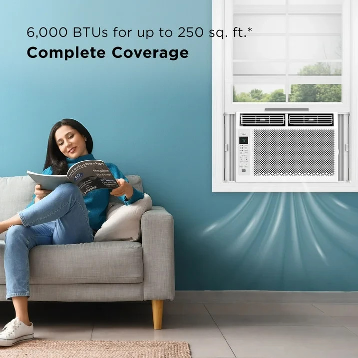 TCL 6,000 BTU Window Air Conditioner, 250 sq. ft., LED Display, Included Remote,