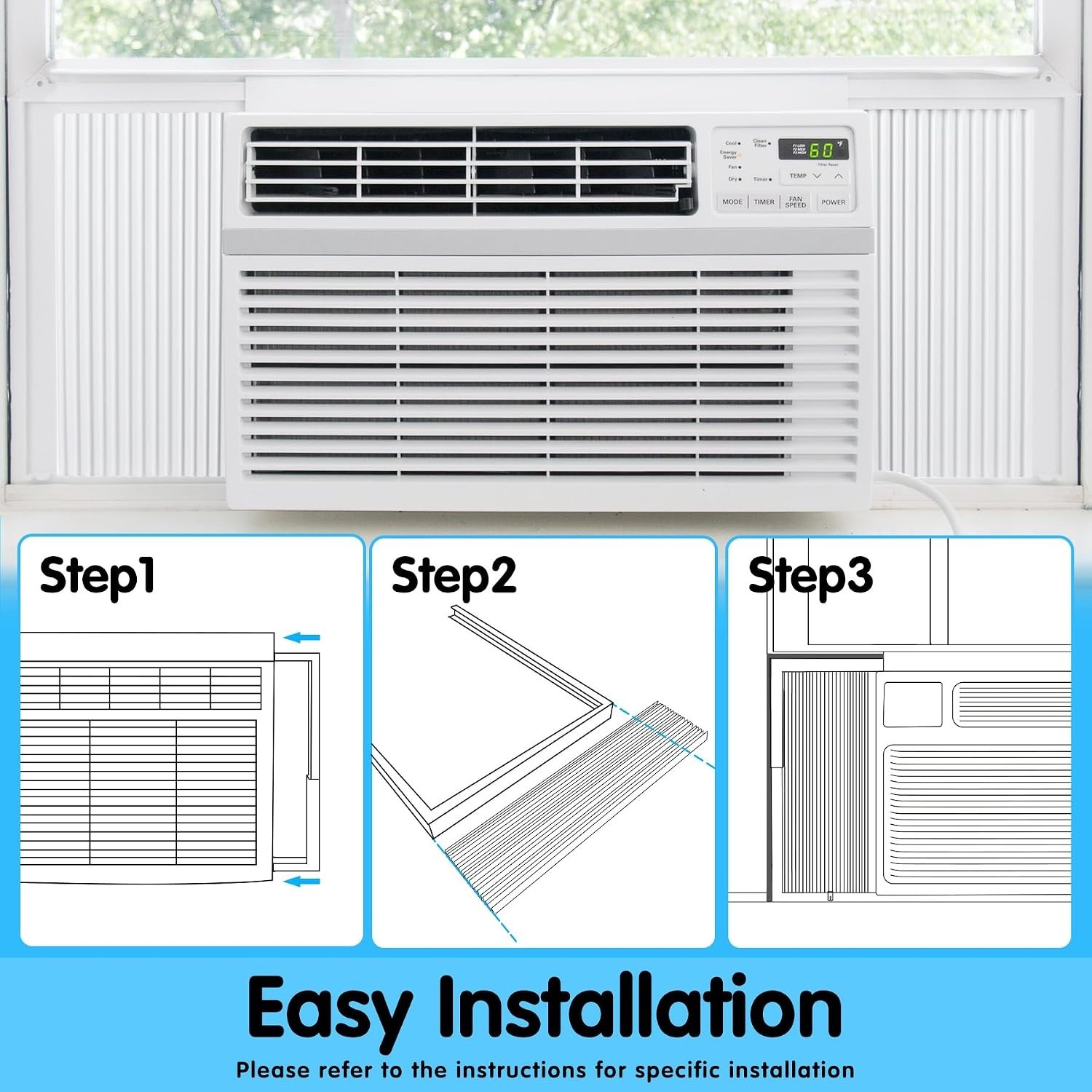 Height-Adjustable AC Side Panels with Installation Kit – For 5,000 to 14,000 BTU