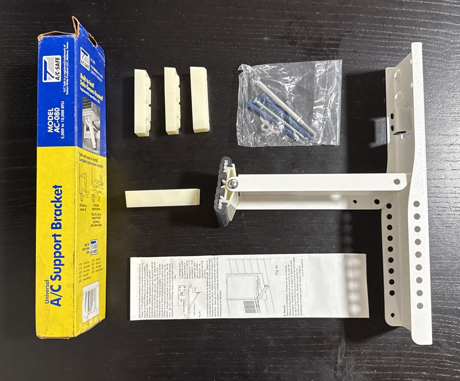 AC Safe AC-080 Universal Light-Duty Air Conditioner Support Bracket, Up to 80lb