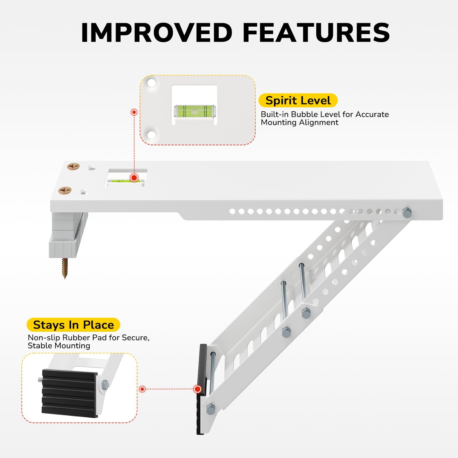 AC Window Air Conditioner Support Bracket, Up to 165 lbs, White