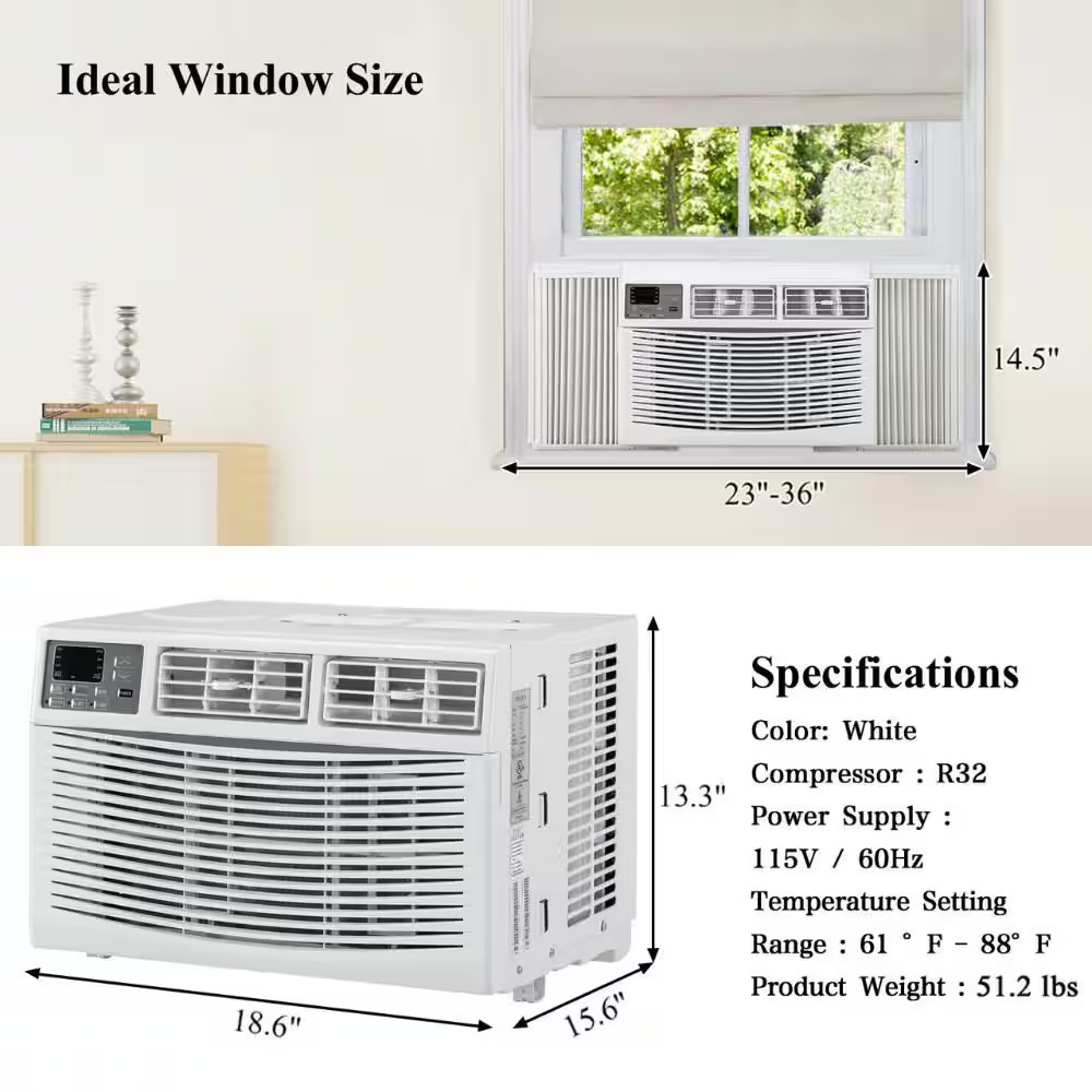 8,000 BTU (DOE) Window Air Conditioner Cools 350 Sq. Ft. with Remote Control in