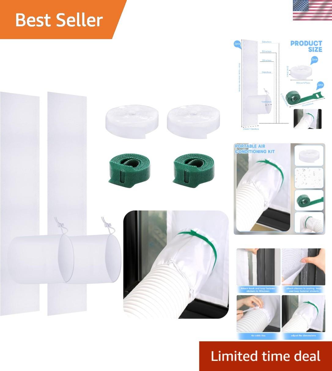 Energy-Efficient Portable AC Window Vent Kit – Fits Windows 34 to 64 Inches