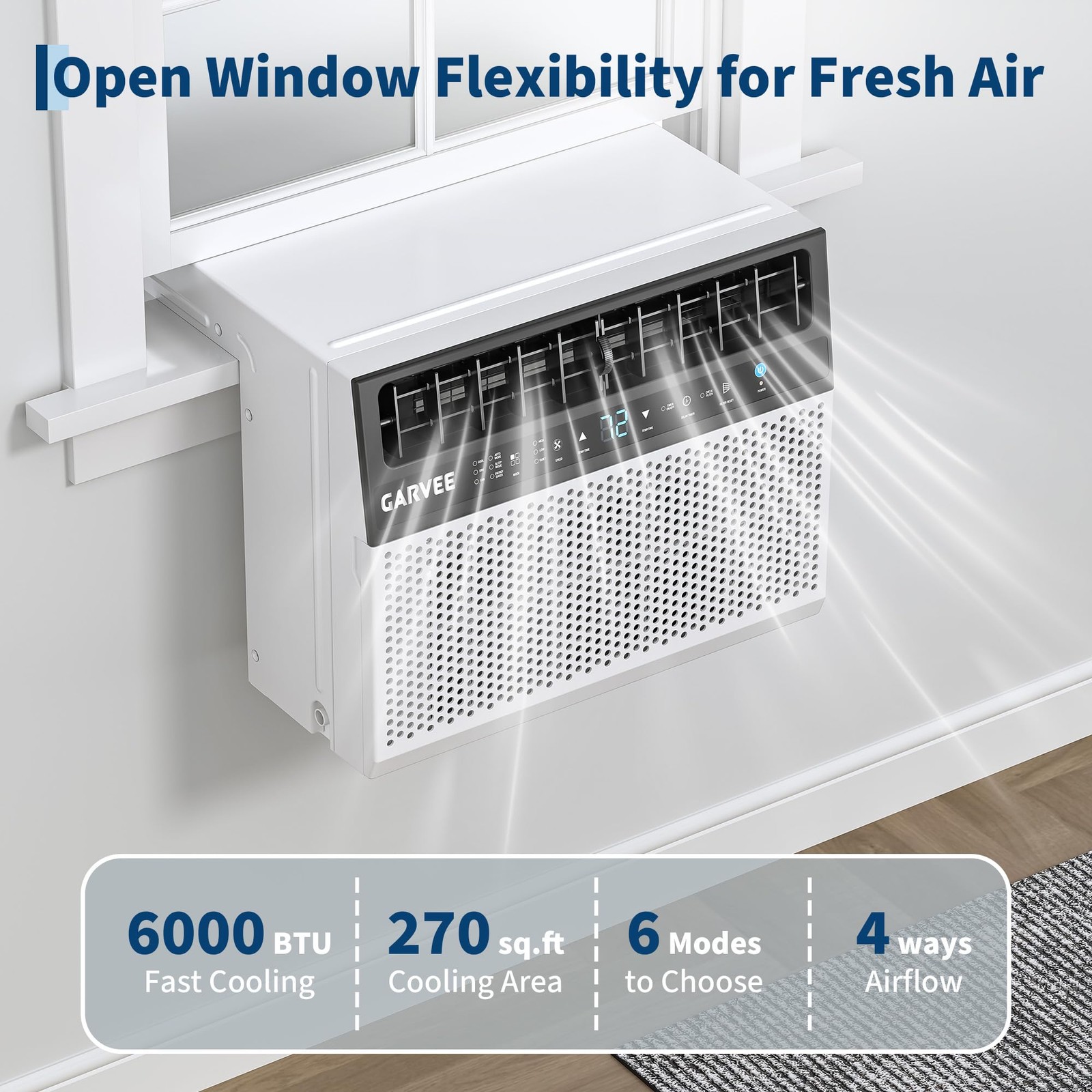 6000BTU U Shaped Window Air Conditioner, Window AC Units Cools up to 269 Sq. …