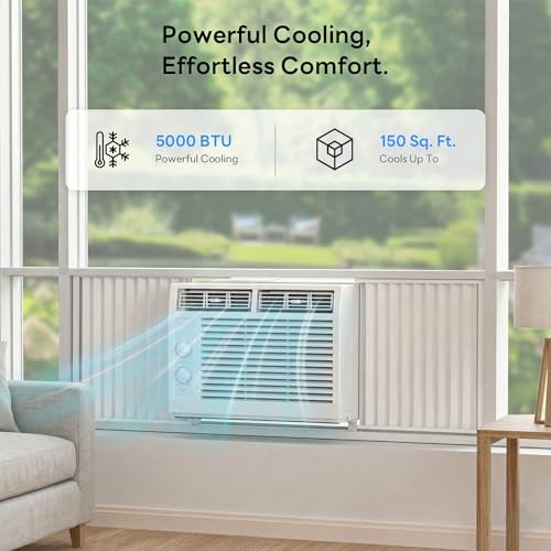 BTU Window Air Conditioner Cools Up to 150 Sq.Ft.,Window AC Units with 5,000
