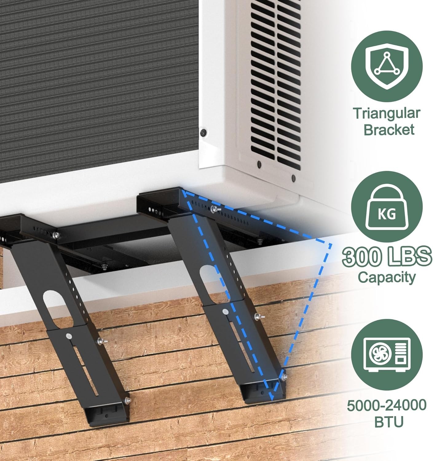 Robust No-Drill AC Support Bracket for Single/Double-Hung Windows, Easy Install