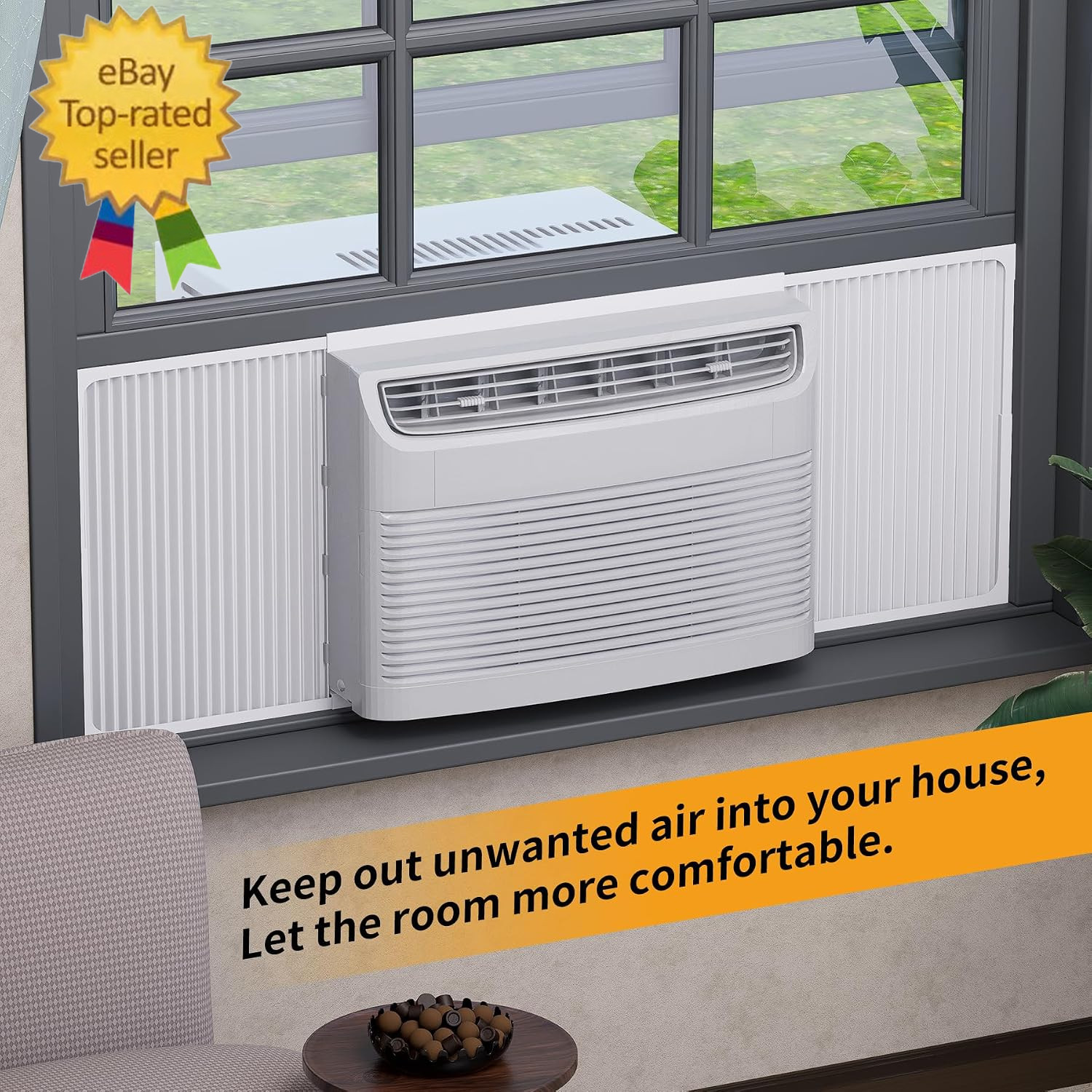Adjustable Window Air Conditioner Side Panels and Frame Set,Extra Wide Window AC