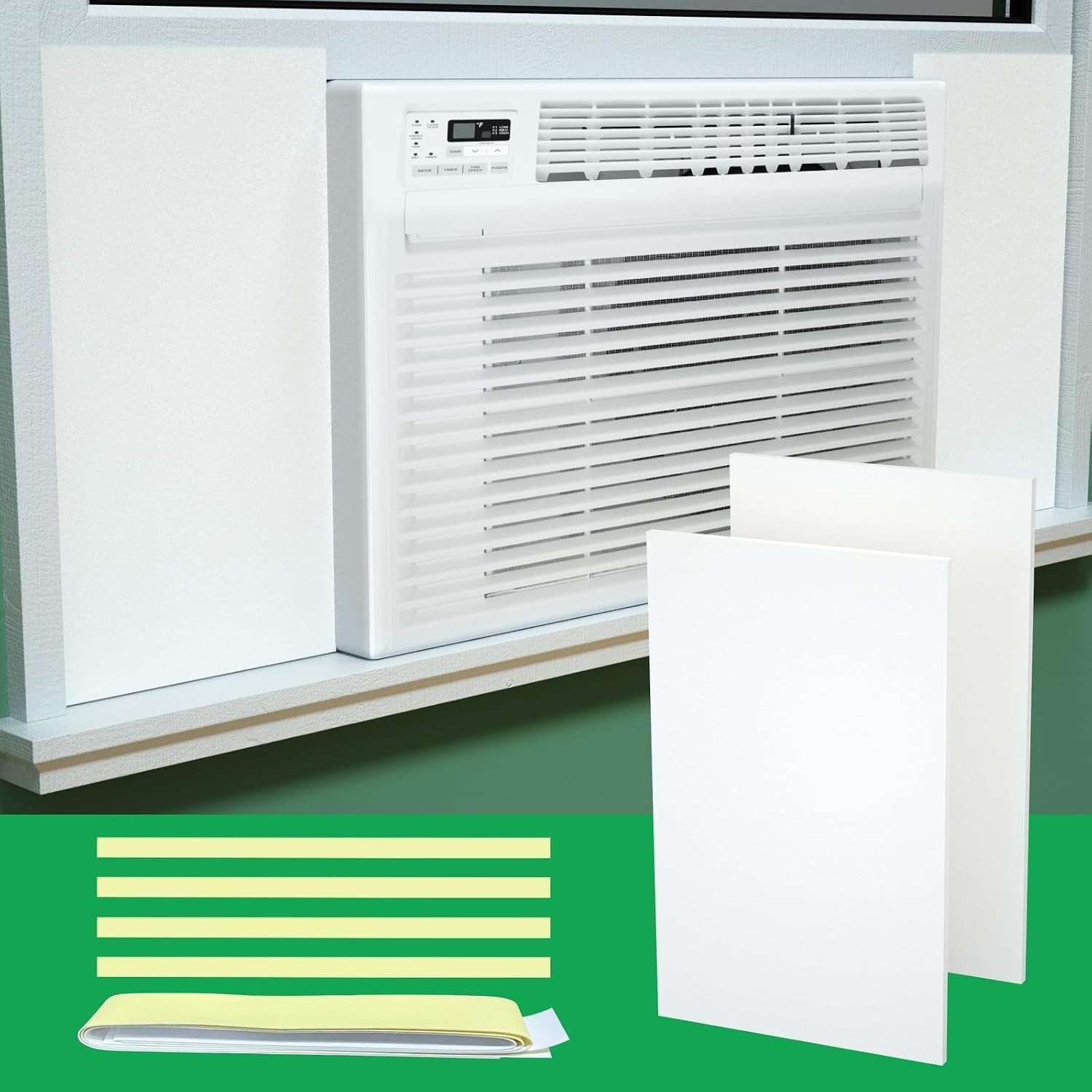 Thermal Insulation Panels for Window ACs, 2 Pieces 17” x 10”, Easy Cut