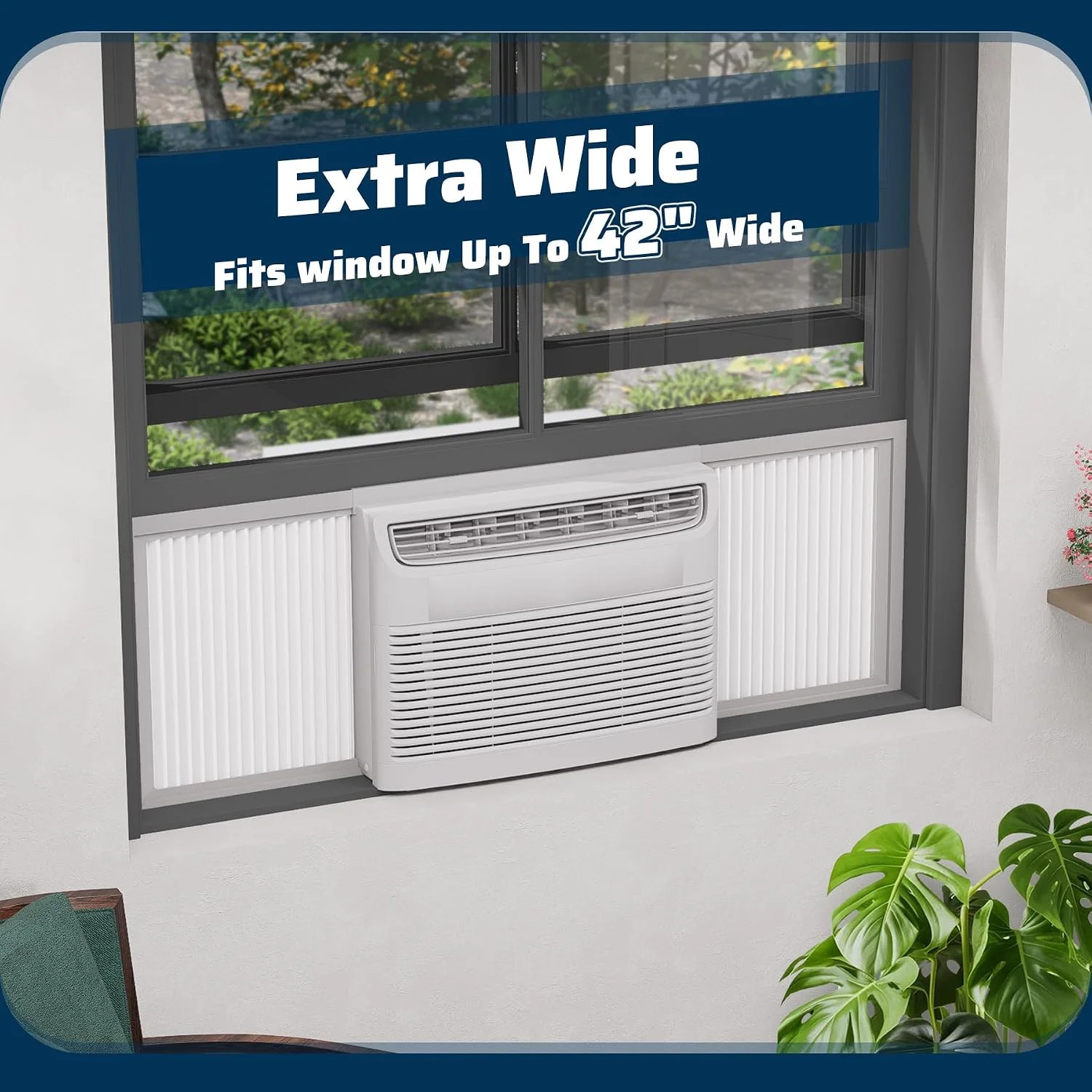 Adjustable Window Air Conditioner Side Panels and Frame Set,Extra Wide Window AC