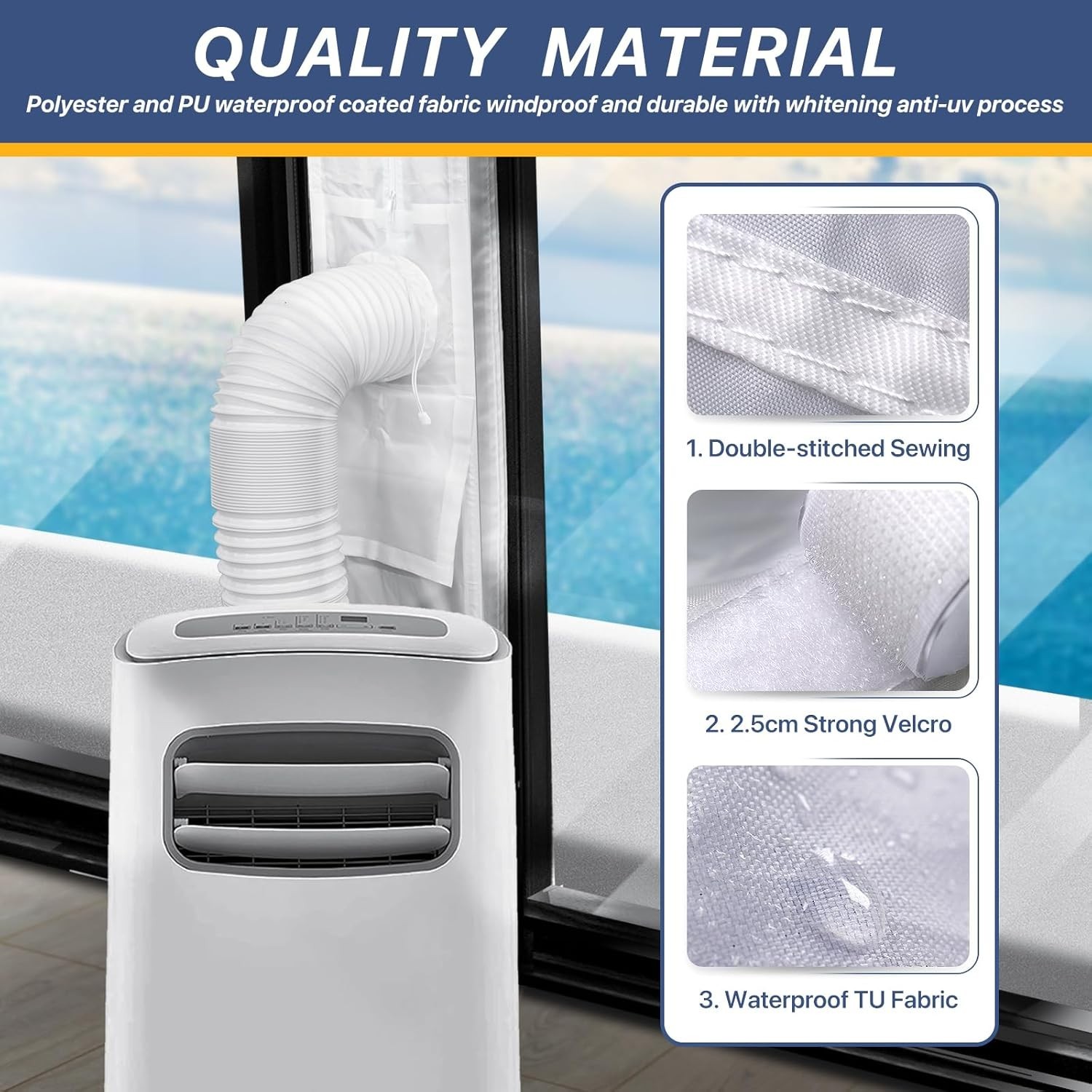 Effective Dual Hose AC Vent Kit – 100% Sealing Sliding Door Seal 10×91 Inch