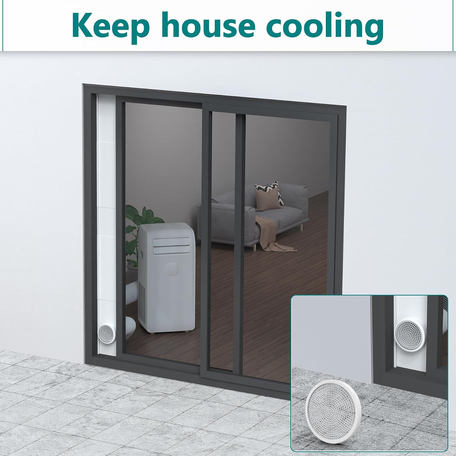 Sliding Door Kit for Portable Air Conditioner,Adjustable Seal Panels