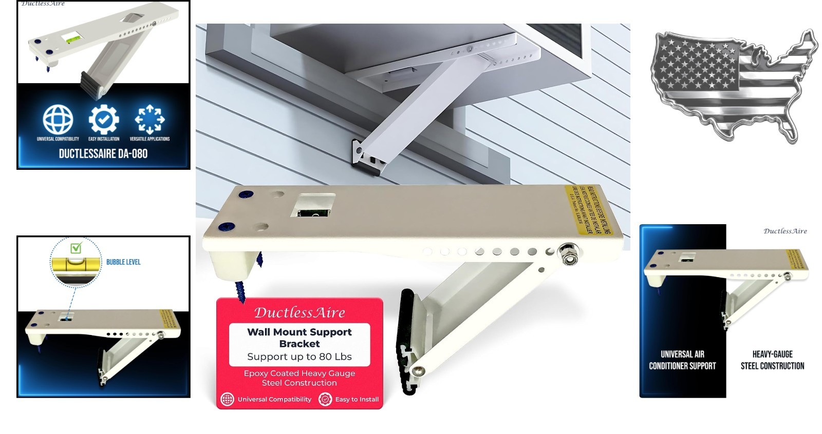 Sturdy Adjustable Wall Mount AC Bracket for Window & Mini Split Units – 80 lbs