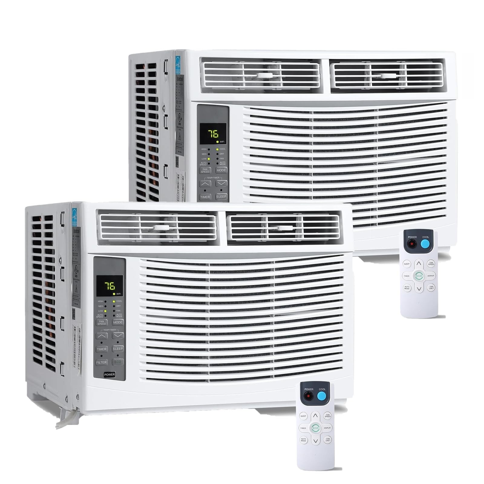 6000 BTU Window Air Conditioner Ultra Quiet 50 dB Cooling 250 Sq.Ft Window,2PACK