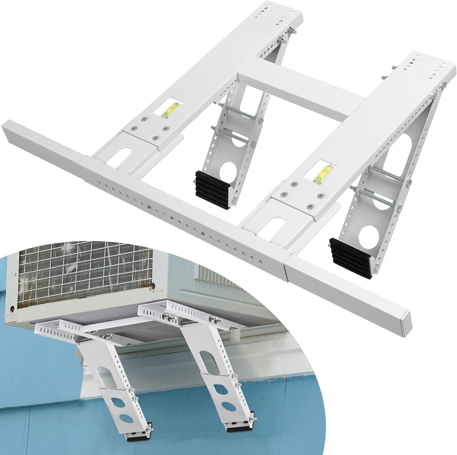 Adjustable Air Conditioner Support Bracket – No Drill, Heavy Steel, 220Lbs Capac