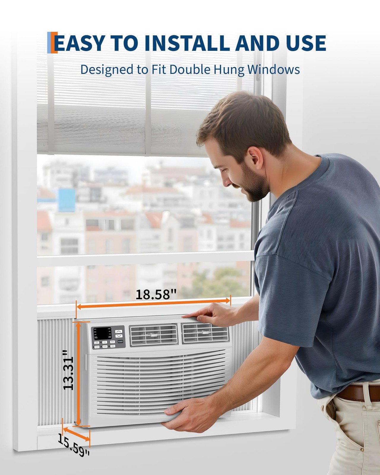 8000 BTU Window Air Conditioner with WiFi 3 in-1 Energy Saving Window AC Unit